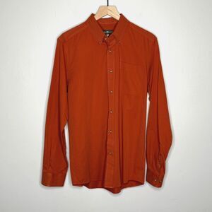 Eddie Bauer Mens Button Down‎ Shirt Medium Orange Cotton Classic Outdoors